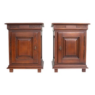 Mid-Century Hand-Carved Oak Nightstands, 1950s, Set of 2 For Sale
