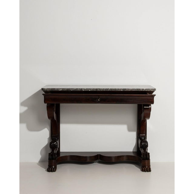 19th Century France Empire Brown Wood Console Table For Sale - Image 4 of 9