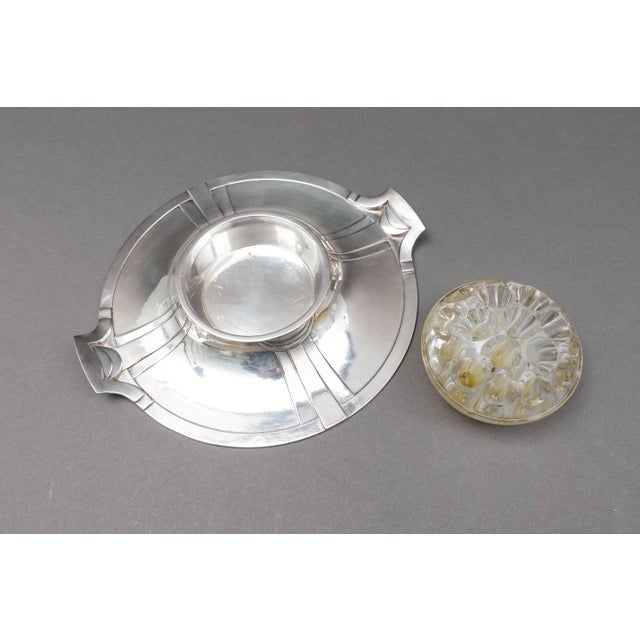 Early 20th Century Christofle France Art Nouveau Gallia Silver Plate Flower Frog Dish Tray For Sale - Image 9 of 12