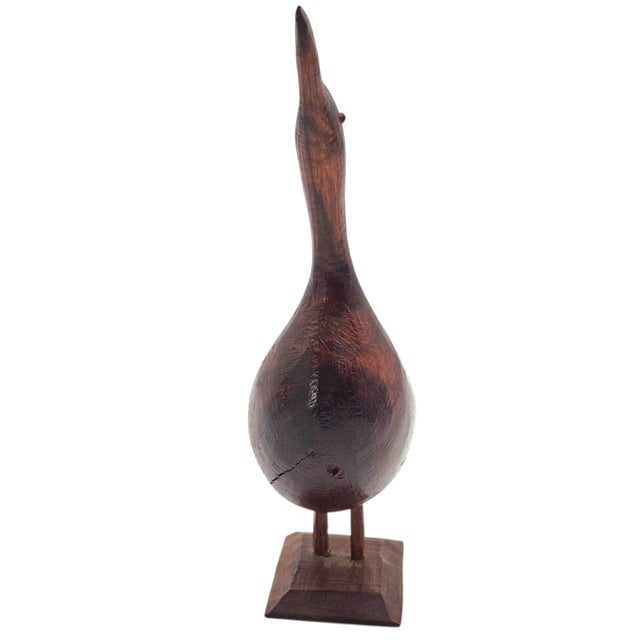 Mid Century Modern Hand Carved Wood Shorebird Sculptures Folk Art Pair American For Sale - Image 10 of 18