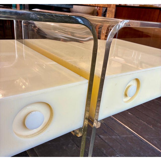 1970s Unique Pair of Lucite Nightstands For Sale - Image 13 of 16