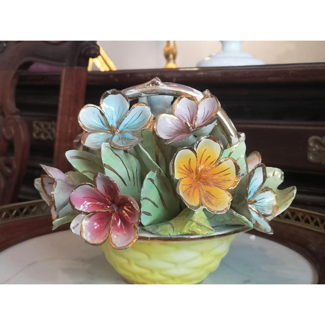 Porcelain Flowers Bouquet Flower Basket, 1960s For Sale - Image 16 of 16