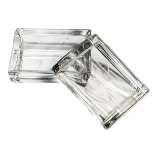 Heavy Crystal Glass Antique Jewelry Box Art Deco Monogrammed Br Trinket Box Luxury Home Decor For Sale