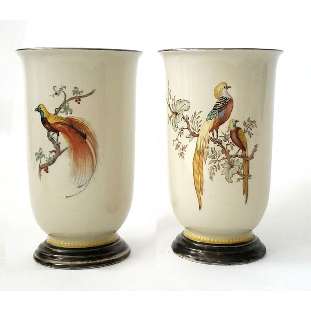 Offering a rare pair of vintage porcelain vases crafted by the renowned Bavarian German manufacturer, Tirschenreuth. Both...