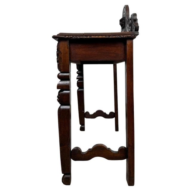 19th Antique Century Victorian Carved Oak Side Table For Sale - Image 9 of 10