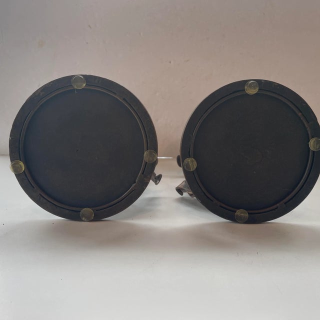 Vintage Artisan Hand Wrought Metal Candlestick Holders - Set of 2 For Sale In Philadelphia - Image 6 of 13