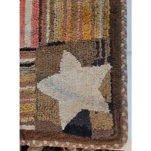 19th Century 19th C American Flag and Stars Hand Hooked Rug For Sale - Image 5 of 9