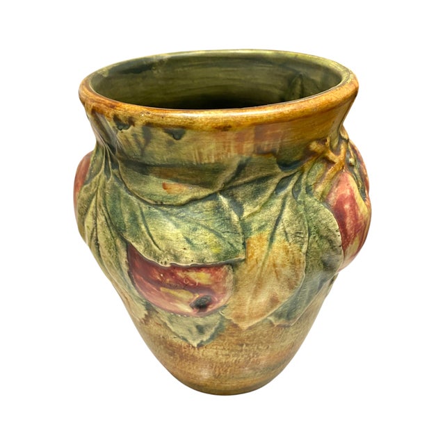 Pair of Weller Art Pottery Baldin Pattern Apple Vases – Hand Painted – Early 20th Century For Sale - Image 9 of 12