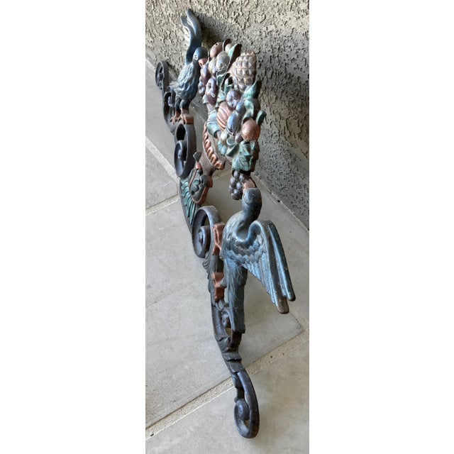 Late 19th-Century Cast Iron Victorian-Style Pediment With Fruit Urn & Swooping Ravens For Sale - Image 10 of 18