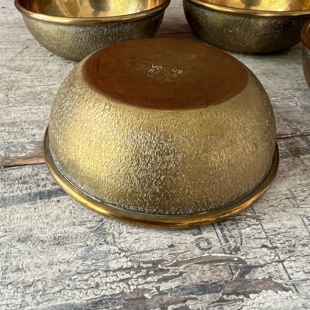 Brass Set of 4 Vintage British Royal Navy Brass Finger Mess Bowls For Sale - Image 8 of 13