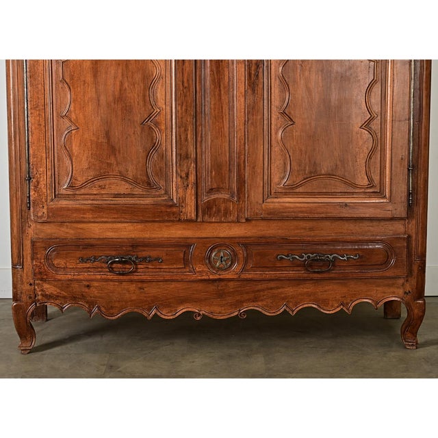 Wood French 18th Century Massive Louis XV Carved Armoire For Sale - Image 7 of 14