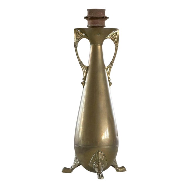 Sculptural Art Nouveau Table Lamp in Brass, 1940s For Sale
