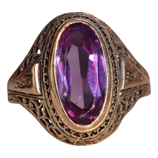 The Mount Elbert: Elongated Oval Sapphire in Antique Filigree Ring For Sale