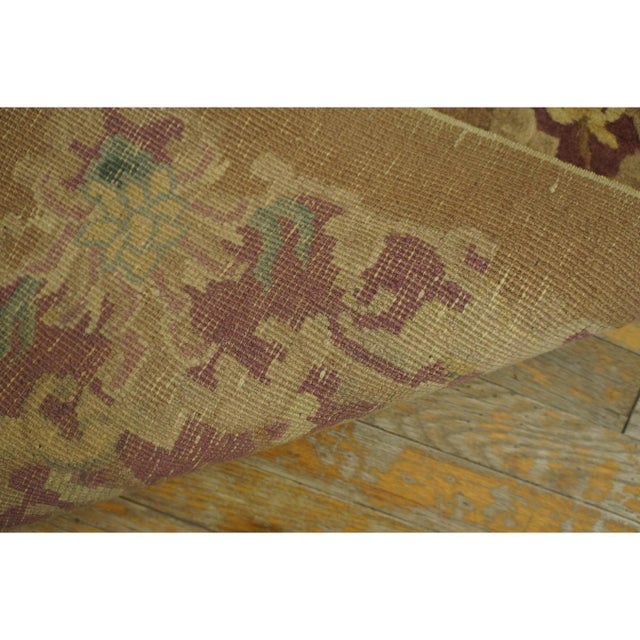 Camel 1920s Camel Field Geometric Antique Chinese Art Deco Wool Rug 3' 2'' X 5' 10'' For Sale - Image 8 of 9