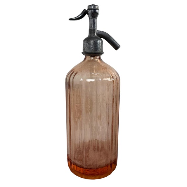 Antique French Pink Glass Seltzer Bottle, 1890s For Sale - Image 6 of 8