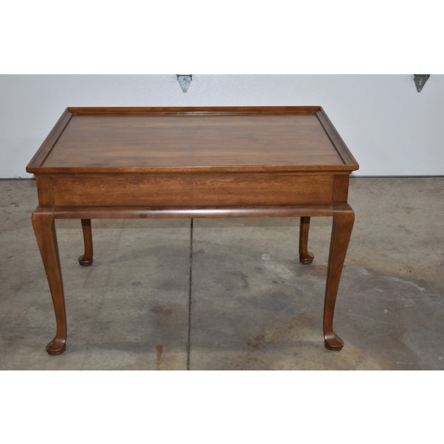Late 20th Century Baker Furniture Walnut Large Tea Table With Angular