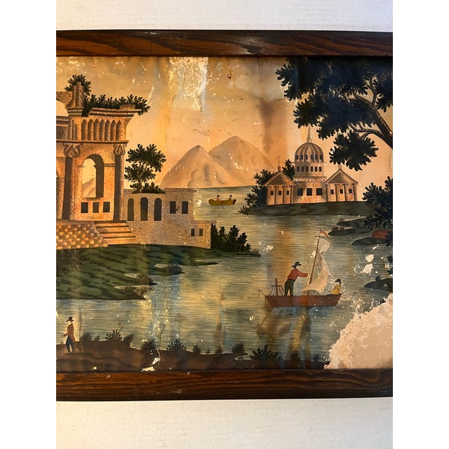 Italian 19th Century Gouache on Paper Painting of Italian Architecture $ People by a River For Sale - Image 3 of 10