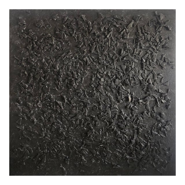 Oversized Matte Black & White Textured Abstract — Original Oil Painting by Diane Grant | Louise Nevelson For Sale