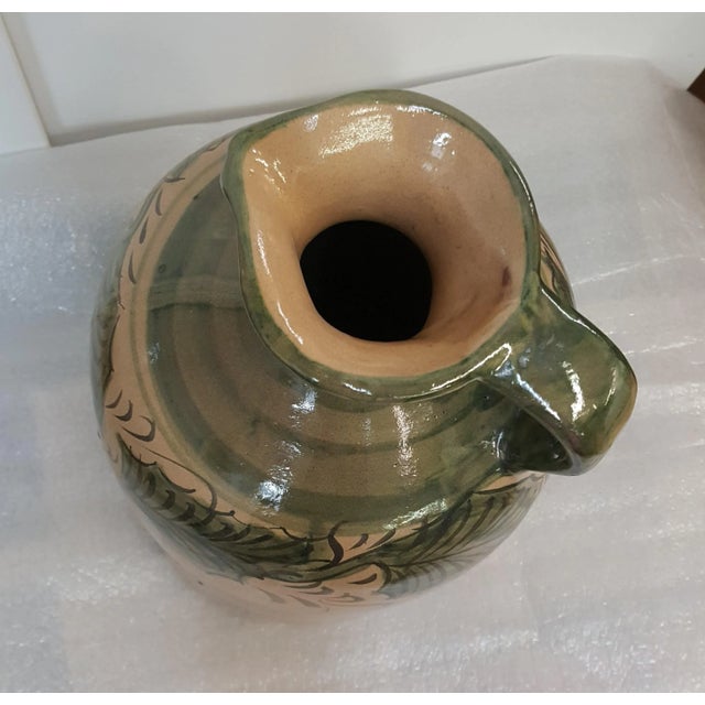Arts & Crafts Sarreid Leaves and Asparagus Ceramic Painted Pitcher For Sale - Image 3 of 8