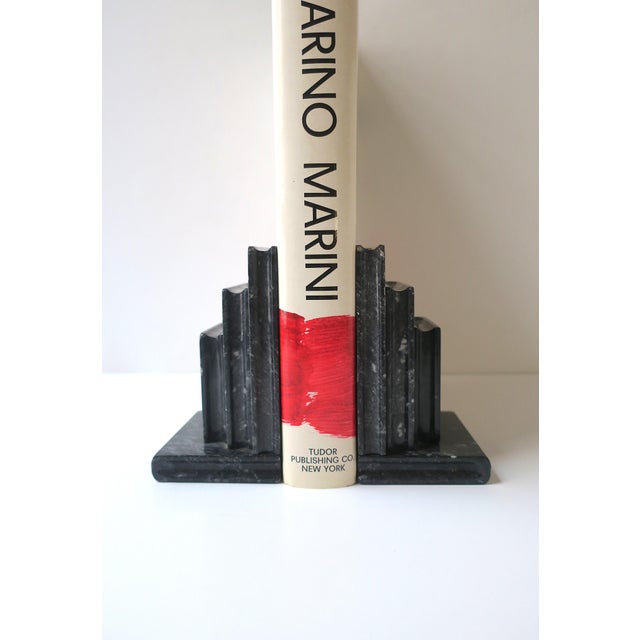 Mid 20th Century Italian Black White Marble 'Book' Bookends, Pair For Sale - Image 5 of 13