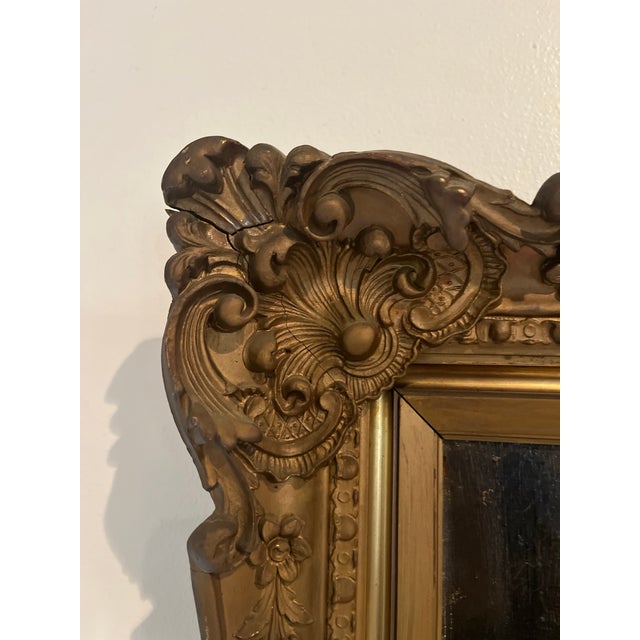 Dark Gray Antique European Oil Painting of Young Violinist in Ornate Carved Frame, Circa 1900 For Sale - Image 8 of 12