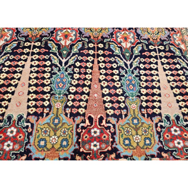 Antique Persian Tabriz Area Rug, Hand-Knotted Wool, All-over Geometric Pattern, Navy & Green, 3x6 For Sale - Image 9 of 13