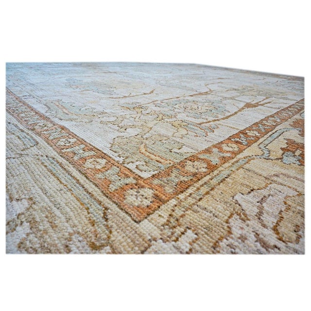 Ivory Turkish Donegal Wool & Hemp 13x18 Ivory, Tan & Rust Handmade Area Rug #1140073 For Sale - Image 8 of 11