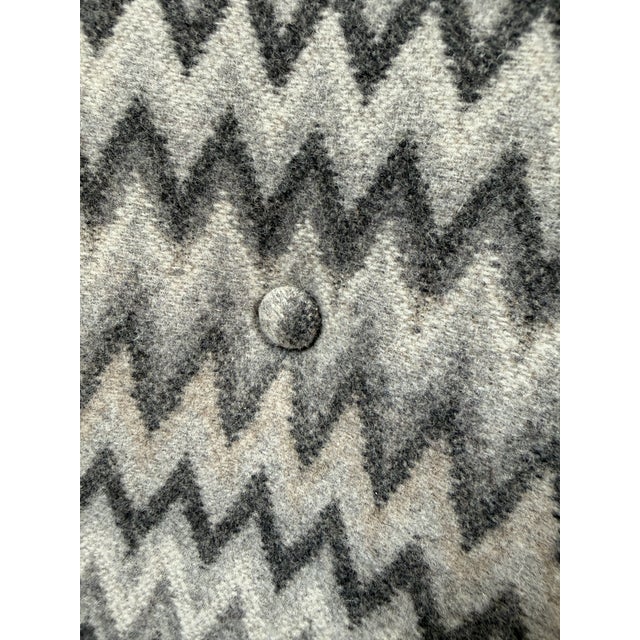 Textile Chevron Printed Wool Felt Wingback Chair For Sale - Image 7 of 12