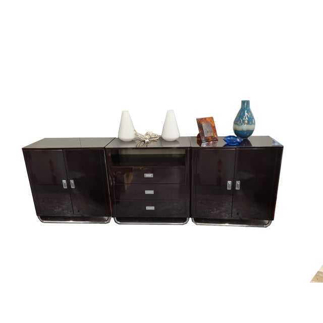Wood 1960s Pair of Black Lacquered Cabinets For Sale - Image 7 of 7