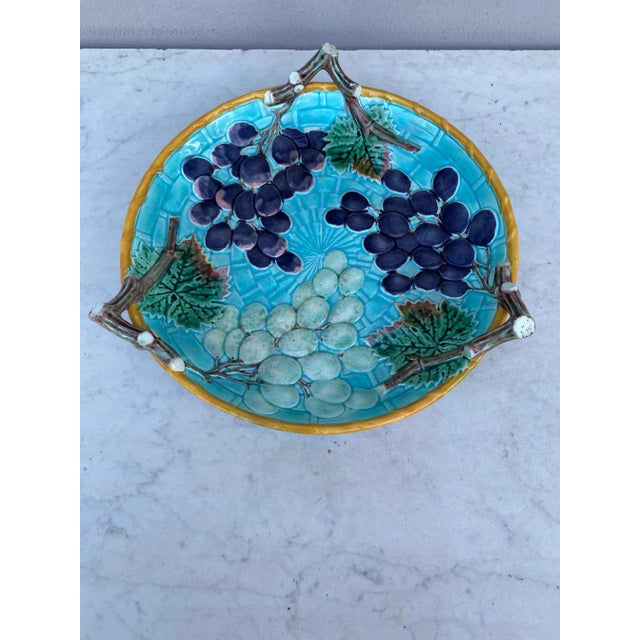 19th Century Grapes Handled Platter signed Wedgwood.