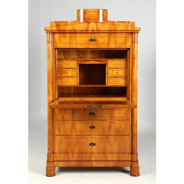 Tan Biedermeier Cherrywood Secretary, 1830s For Sale - Image 8 of 14