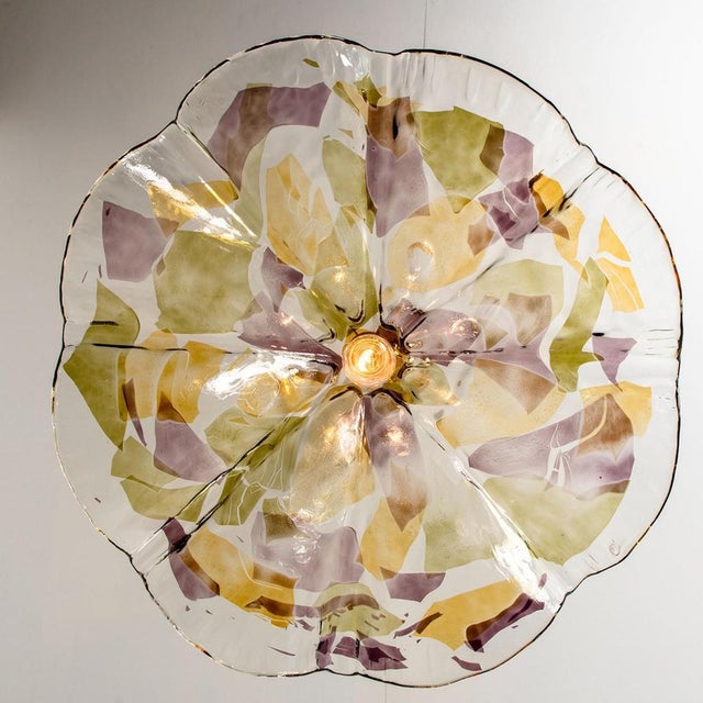 Purple, Green and Yellow Murano Glass Pendant from VeArt, 1980s For Sale - Image 6 of 17