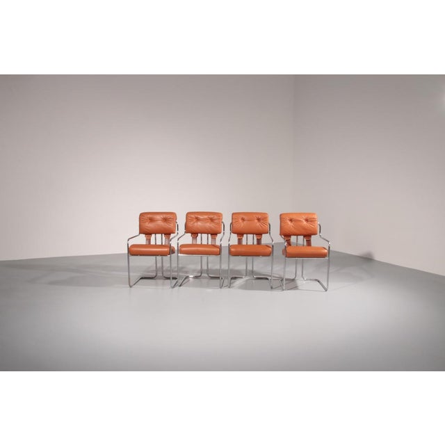 Silver Italian Tucroma Chairs by Guido Faleschini for i4 Mariani, 1970s, Set of 4 For Sale - Image 8 of 14