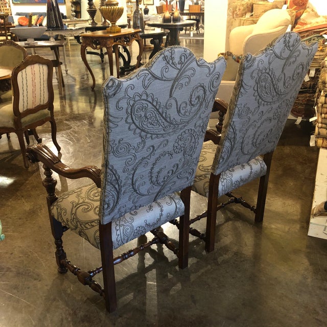 French 1990s Walnut Carved Louis XIII Style Arm Chair - a Pair For Sale - Image 3 of 12