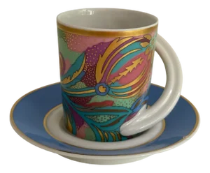 No. 18 Espresso Collector's Cup and Saucer by N. Akeren for Rosenthal Studio-Linie, 1990s, Set of 2