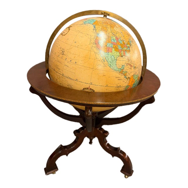 Vintage Replogle Heirloom 20" Lighted Floor Globe on Mahogany Pedestal For Sale