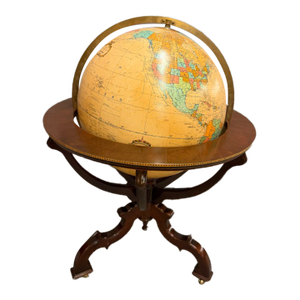 Vintage Replogle Heirloom 20" Lighted Floor Globe on Mahogany Pedestal