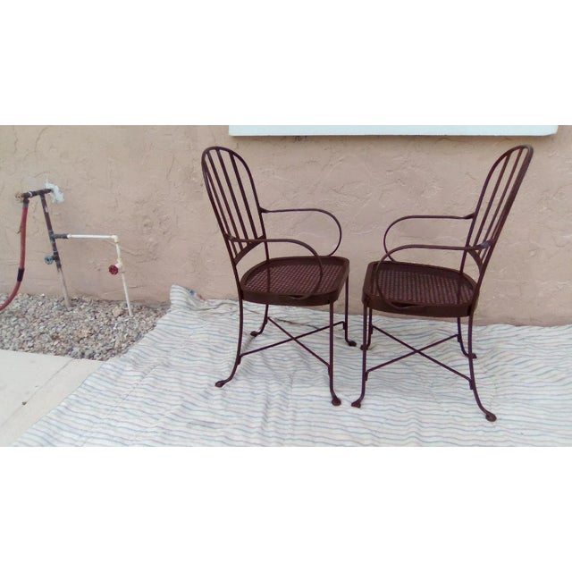 Vintage Salterini Style Metal Patio Arm Chair Brown Color Set of 2 Style: Mid Century Color: Brown Dimensions: 18" W x 36"...