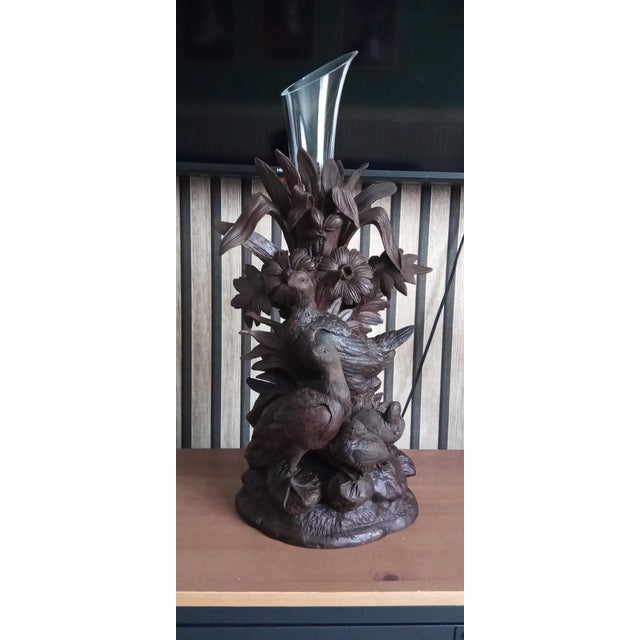 Large Black Forest Vase Holder with Antique Glass, 1890s For Sale - Image 9 of 10