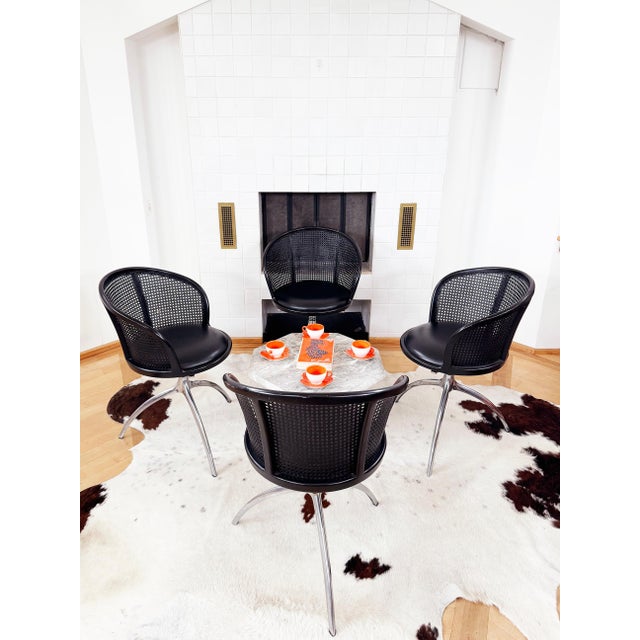 Postmodern Pair Rizzatto Alias 901 Young Lady Chair W/ Black Seat & Cane Aluminum Frame-2pc (4 Avail.) For Sale - Image 3 of 16