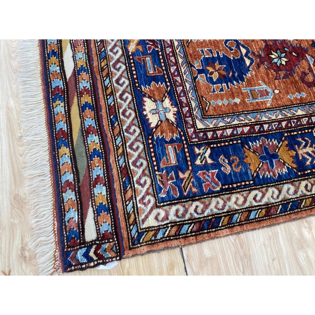 Rust Kazak Style Hand-Knotted Wool Area Rug For Sale - Image 6 of 13