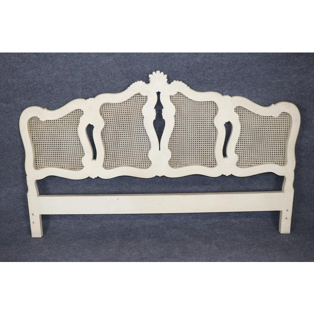 French Louis XV Paint Decorated Cane Back Headboard For Sale - Image 3 of 10