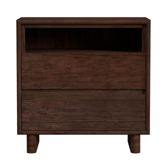 Spritely Home Accent Furniture Halmstad 24 in. W Wood Panel 2 Drawer Nightstand with Soft-Closing Drawers, Brown For Sale - Image 4 of 8