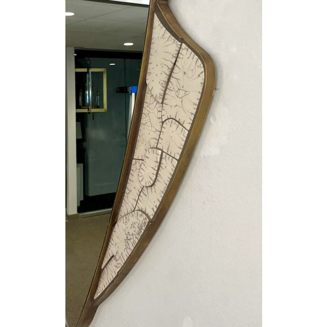 Metal 2020s Italian Deconstructed Japanese Style Rose Beige Ceramic Bronze Mirror Sculpture For Sale - Image 7 of 12