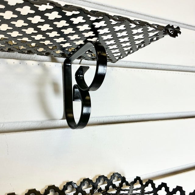1960s Mid-Century Modern Boho Chic Pierced Metal Wall Mounted Shelves - A Pair For Sale - Image 16 of 16