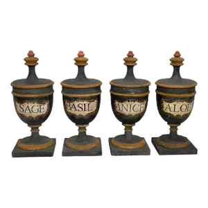Early 20th Century Continental European Terra Cotta Urn Shape Apothecary Spice Jars- Set of 4