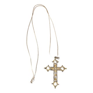 Vintage 925 Silver Necklace with Cross Pendant, 1970s For Sale