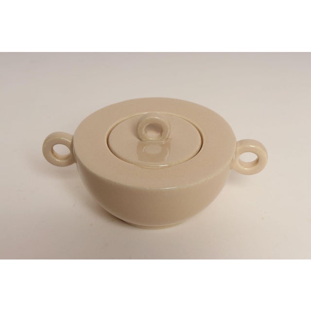 French Art Deco Taupe Ceramic Lidded Sugar Bowl by Jean Luce For Sale In New York - Image 6 of 14