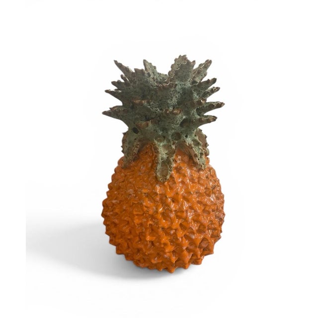Vintage Italian Glazed Ceramic Pineapple Candleholder For Sale - Image 4 of 6