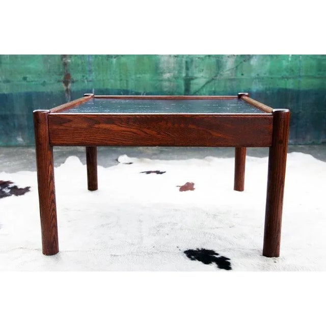 Mid-Century Black Surface and Dark Wood Frame Coffee Table For Sale In Madison - Image 6 of 11